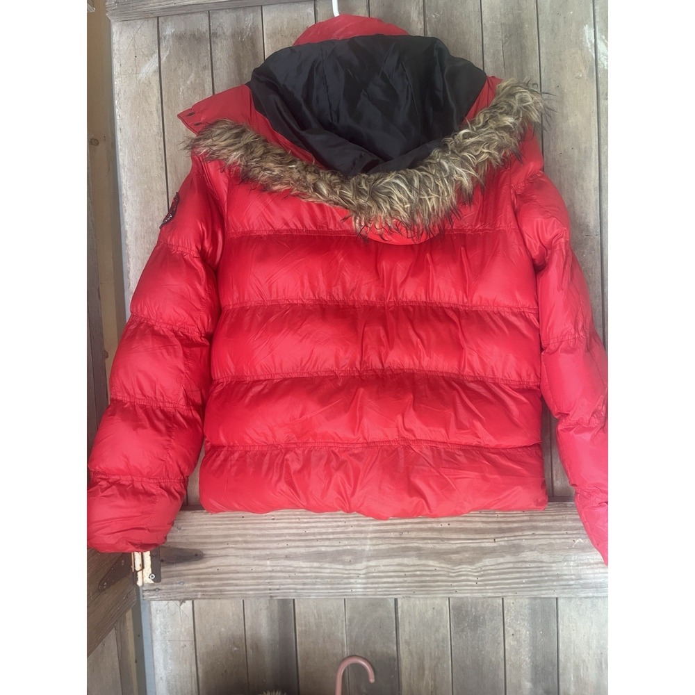 Red Boohoo puffer jacket size 10